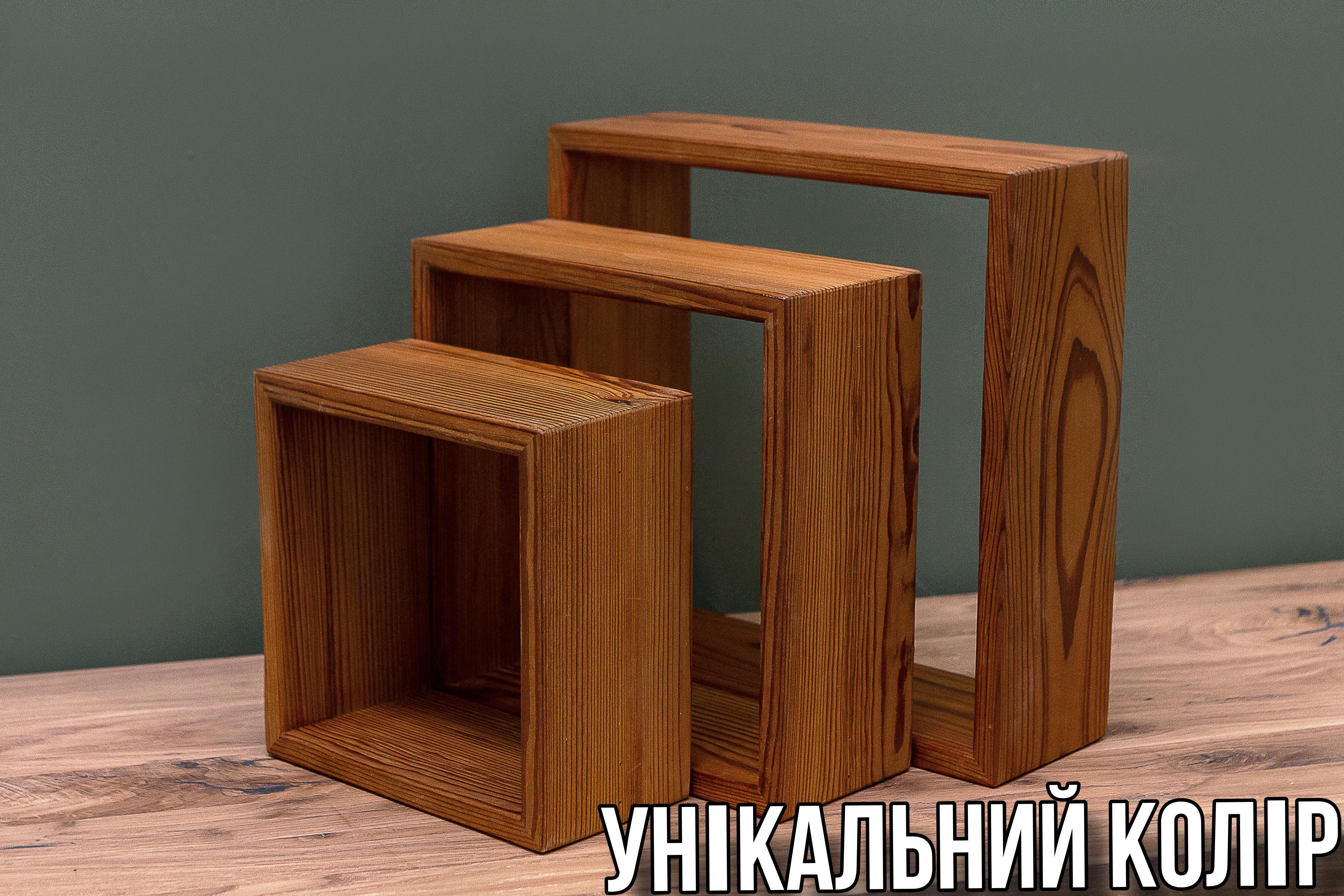 Комплект полок Wood Mosaic Квадрат натуральное дерево 30x30x11см 3 шт. Cветлый (WM-СAS-30x30x11) - фото 6