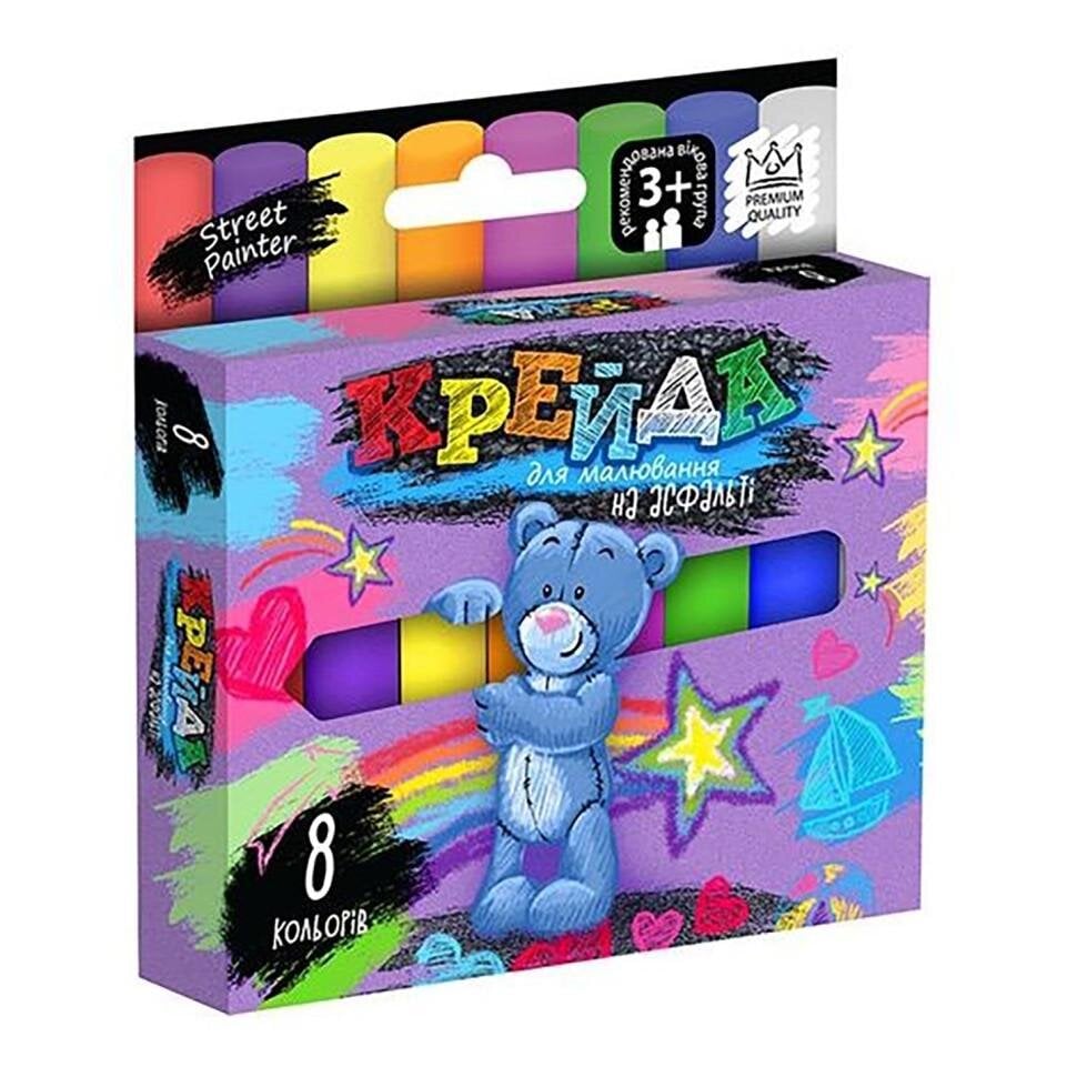 Набір крейди Danko Toys для малювання на асфальті тонка 8 шт. (KR-394-B-10)