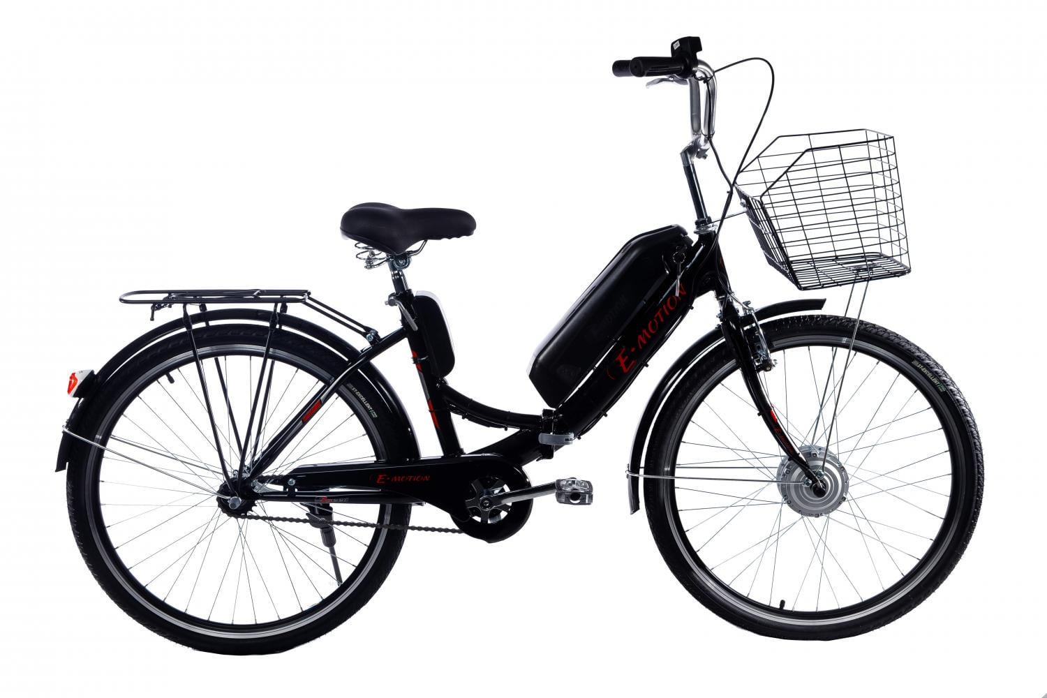 Электровелосипед E-Motion с низкой рамой 17" складной колеса 26" 36V 350 W 15 Ah Черно-красный (RS1005)