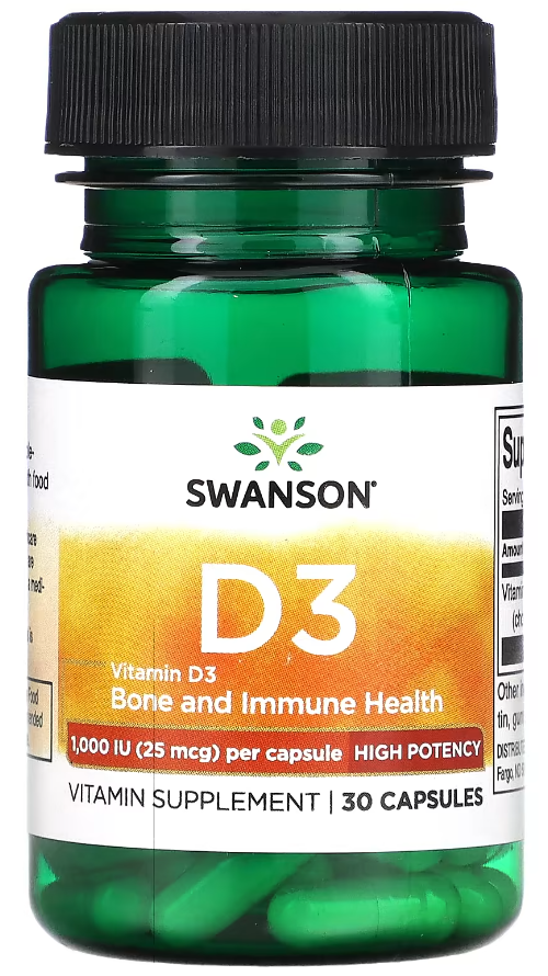 Витамин D3 Swanson Vitamin D3 1000 МЕ 30 капсул