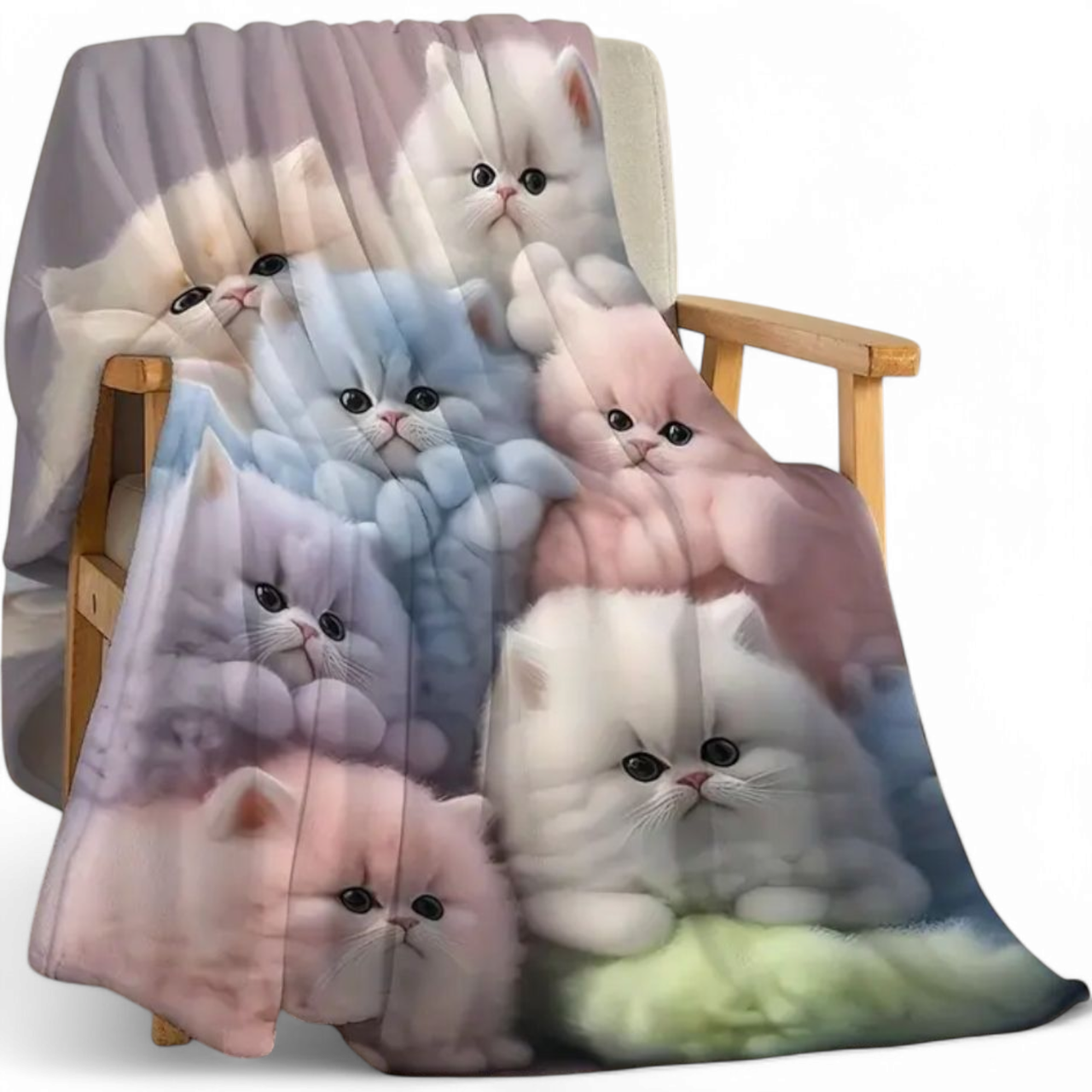 Плед из флиса с изображением котиков супермягкий 150х200 см (2525042287)