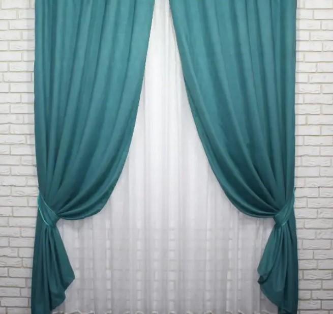 Комплект штор Petek мікровелюр 1,5х2,7 м 2 шт. Бірюзовий (891ш)