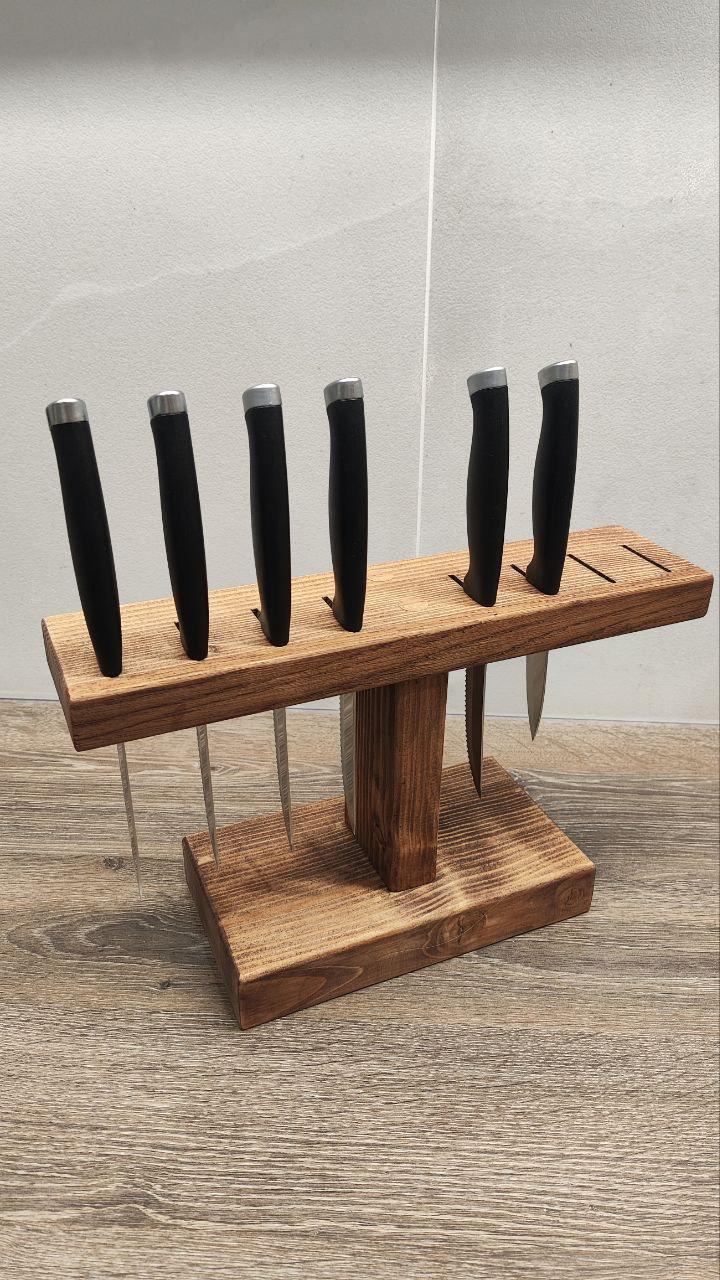 Подставка деревянная для 8-ми ножей 32х19х11 см Темное дерево (24972857) - фото 2