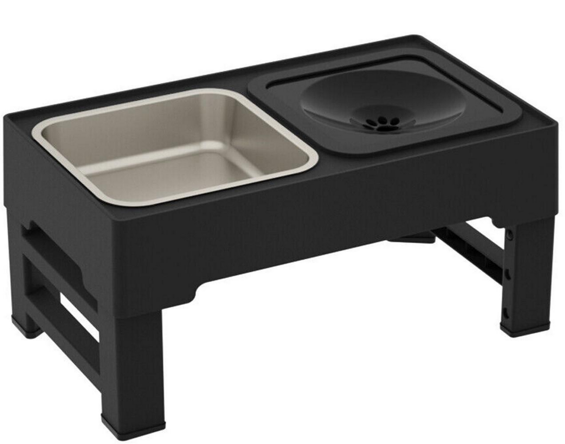 Миска подвійна для собак ELS PET на підставці з регульованою висотою та плаваючим блюдцем Чорний (1822310327)