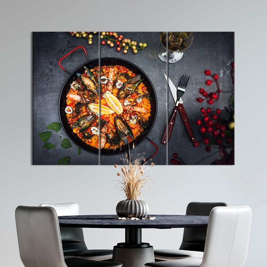Настенний декор Испанская паэлья с мидиями и креветками 156x100 см (A536-3)