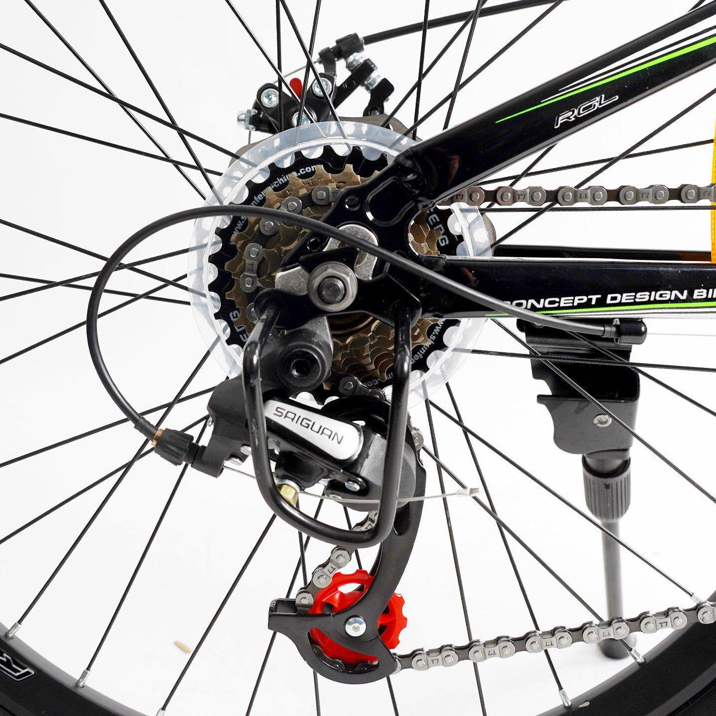 Велосипед горный Corso Fenix 24" подростковый алюминиевый Черно-зеленый - фото 6