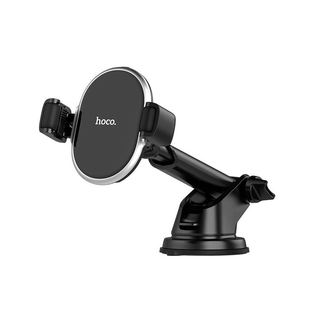 Автотримач для телефону Hoco S12 Rich power wireless charging Black-silver (05713)