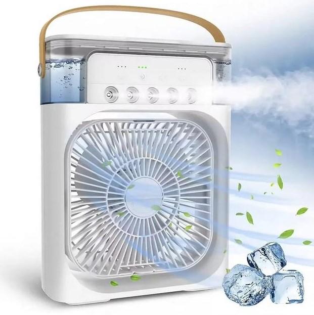 Вентилятор-кондиціонер з розпилювачем водяного туману та LED підсвічуванням USB White - фото 2