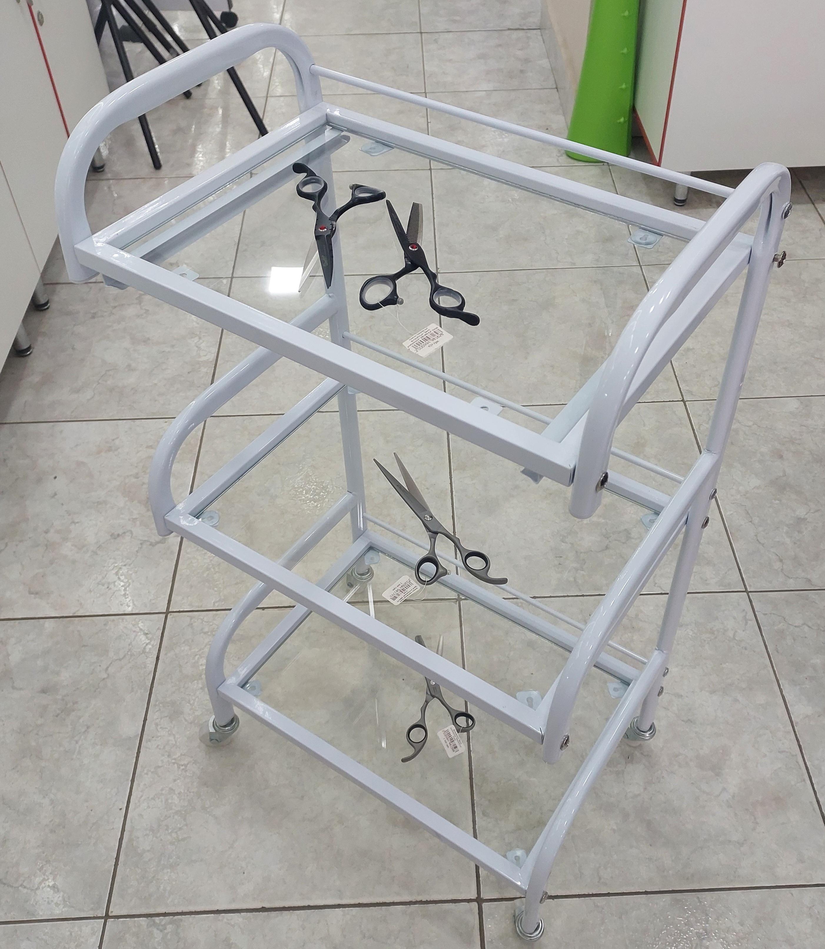 Візок косметологічний на 3 полички ДенІС professional з висувним лотком прозоре скло (27516619) - фото 5