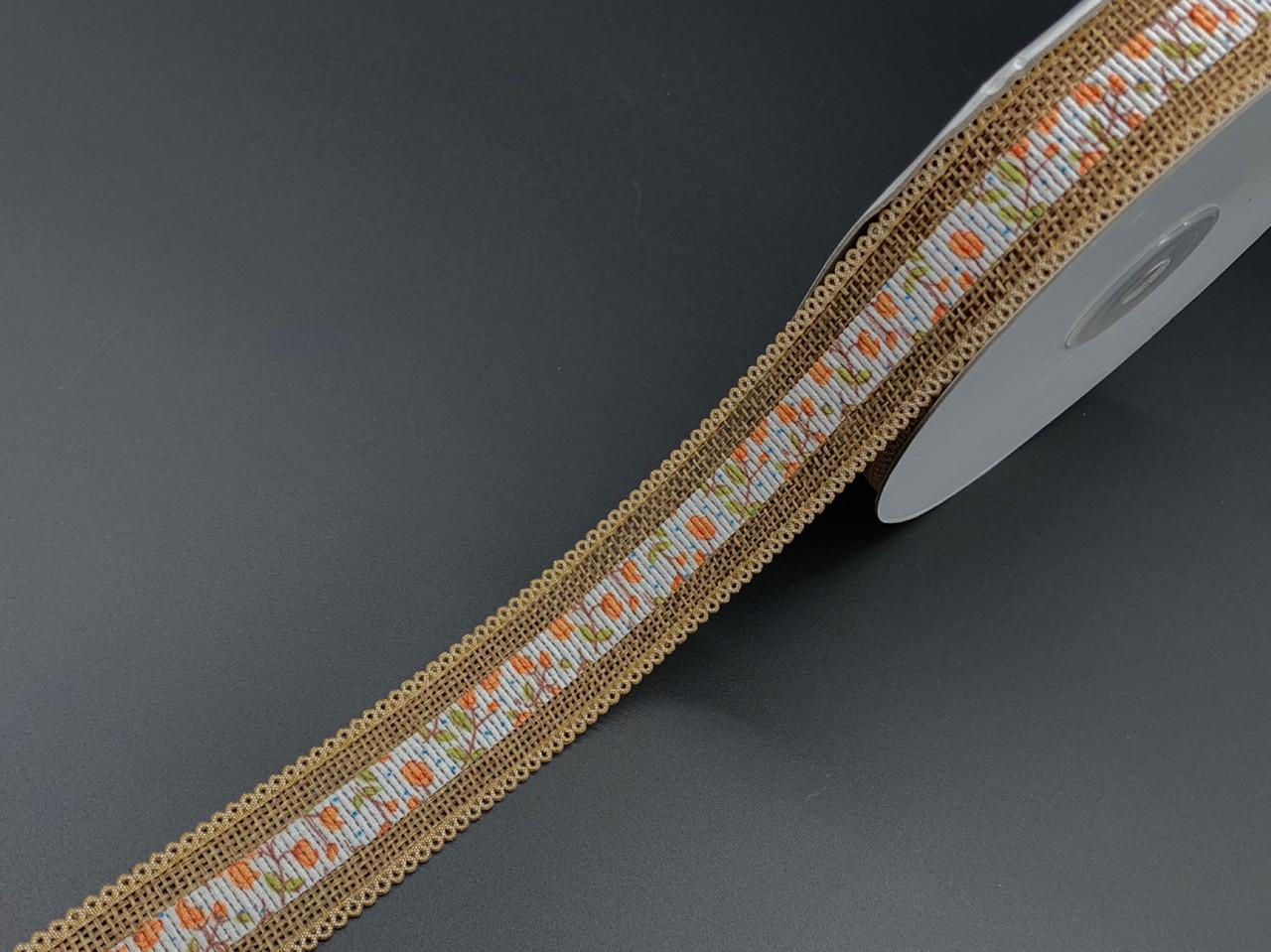 Стрічка декоративна з візерунком 2,5 см 20 м Коричневий (858657524)