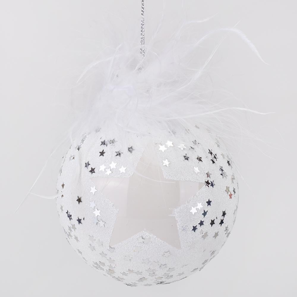 Елочный набор шаров Серебряная звезда 8 см 6 шт. (6029-005)