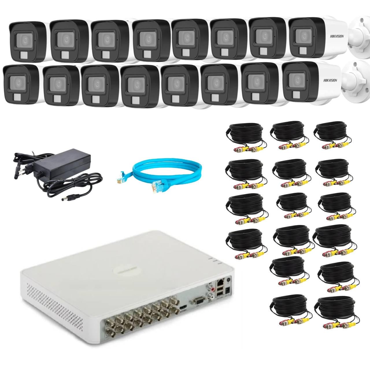 Комплект відеонагляду Hikvision 2Mp-THD-Hybrid-Acusense-DS-2CE16D0T-LFS на 16 камер (24172668)