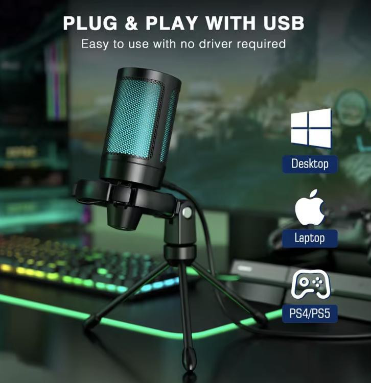 Микрофон Fifine A2 конденсаторный для стримов и гейминга USB с подсветкой RGB Черный (29163822) - фото 5