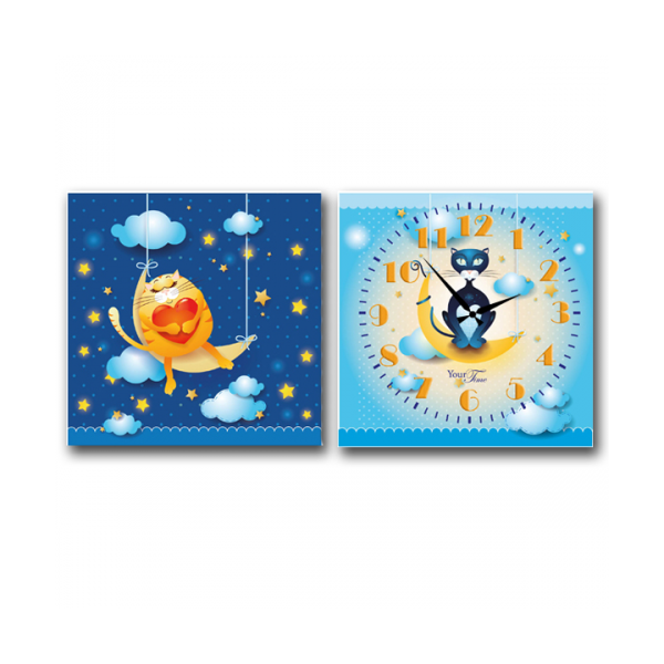 Часы настенные на полотне детские SNT Кот (MSN-06-105)