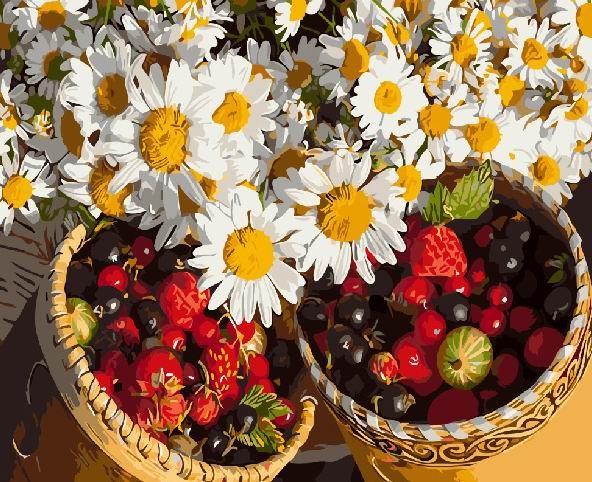 Картина по номерам Brushme GX3266 Ромашки и ягоды 40x50 см (1291556780)