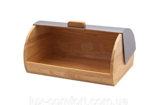 Хлебница Bohmann из нержавеющей стали и дерева с откидной крышкой 40x26x20 см (7256) - фото 2