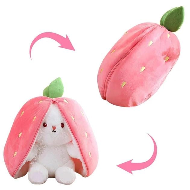 Іграшка м'яка Кролик-Полуничка трансформер 30 см Білий/Рожевий - фото 2 Іграшка м'яка Кролик-Полуничка трансформер 30 см Білий/Рожевий - фото 2