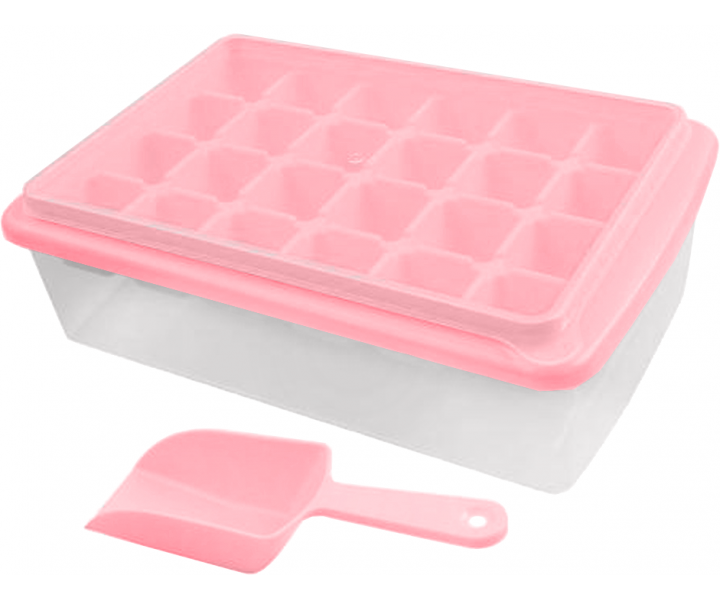 Форма для льда с контейнером и лопаткой Hoz Розовый (MMS-R84608)
