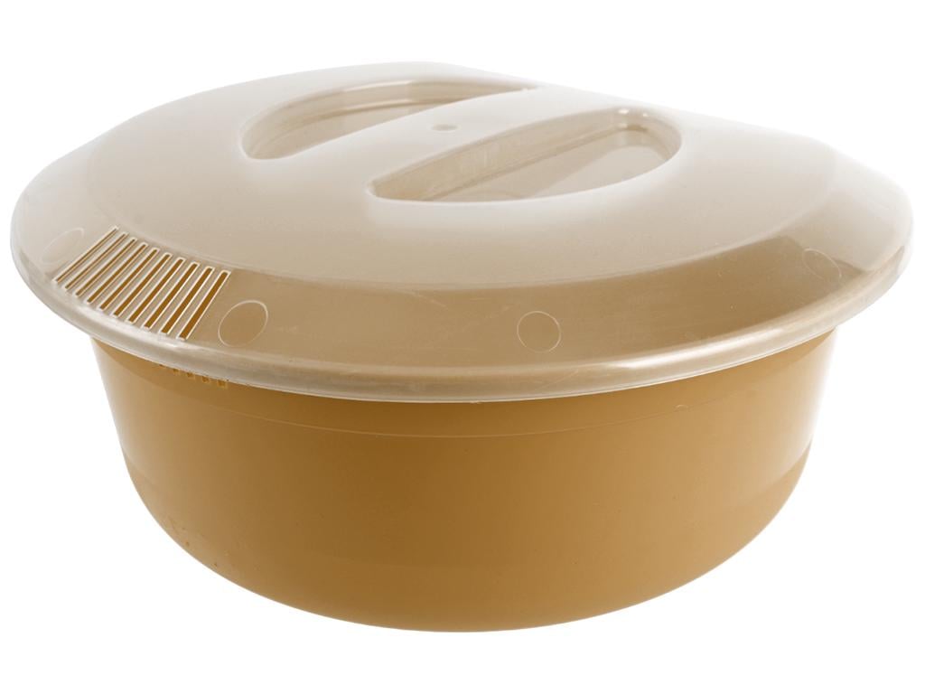Кухонная миска с крышкой и сливными отверстиями Консенсус 5 л Бежевый MCS-11911-1