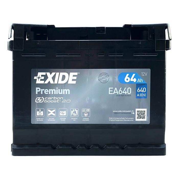 Акумулятор автомобільний EXIDE Premium Carbon Boost 2.0 EA640 EN 6СТ-64Ah АзЕ 640A (4775)