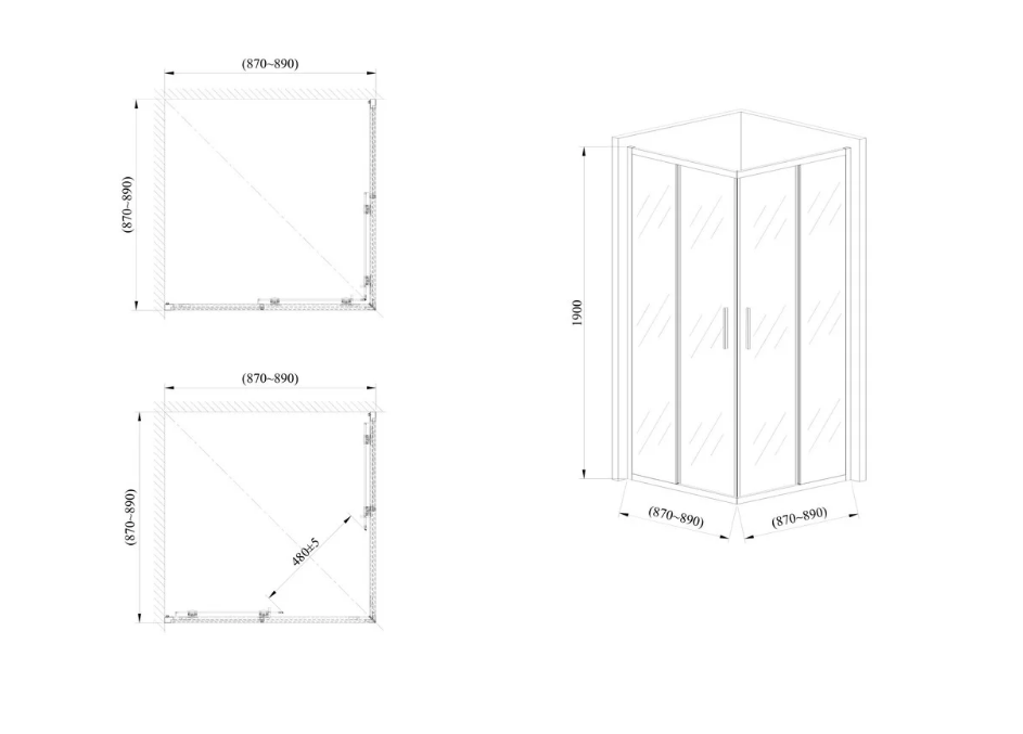 Душевая кабина стеклянная AVKO RDR06 Glass 190х90х90 см Black (14210001061) - фото 3