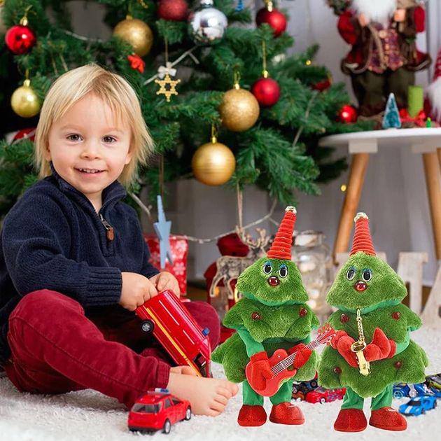 Ялинка іграшка яка співає і танцює новорічна танцююча з гітарою музична 40 см Зелений - фото 10 Ялинка іграшка яка співає і танцює новорічна танцююча з гітарою музична 40 см Зелений - фото 10