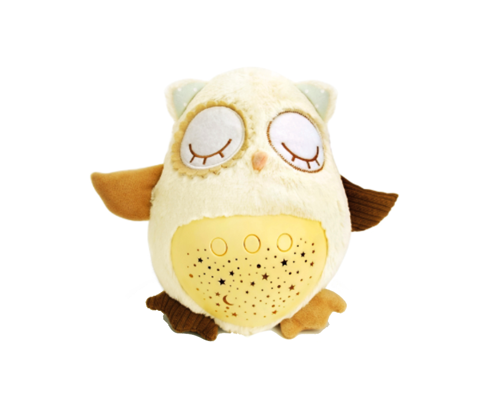Игрушка мягкая музыкальная SUNROZ Sleeping Friend Сова 3в1с проектором Бежевый (SUN6733)