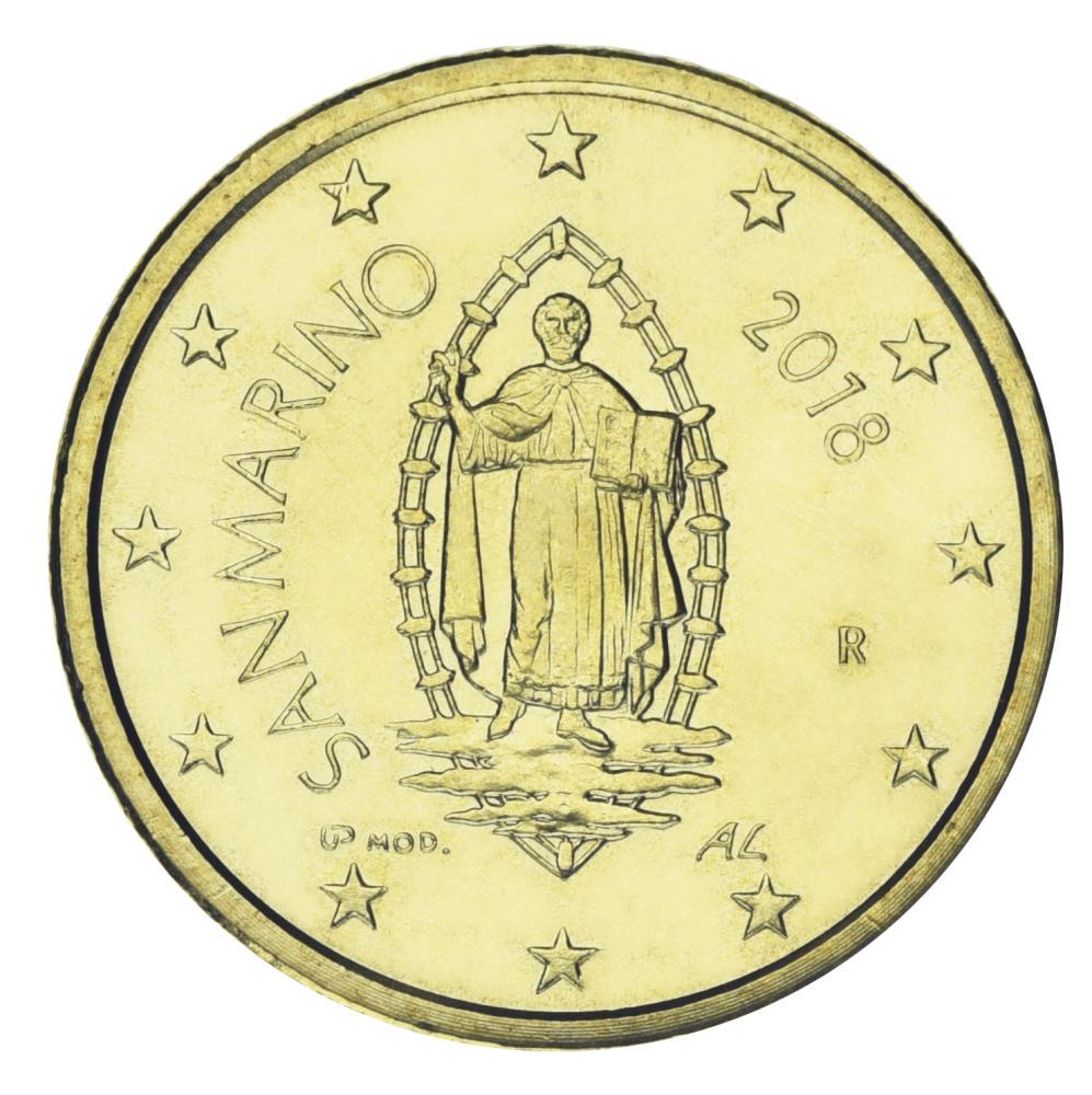 Коллекционная монета Сан-Марино 50 евроцентов 2018 года UNC (М24330)