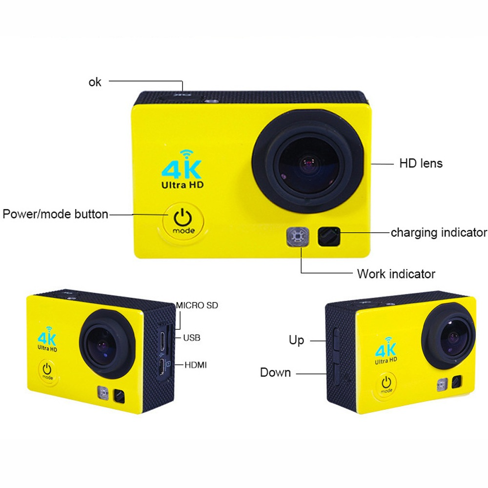 Екшн-камера Action Camera QH30 з аквабоксом Жовтий - фото 11