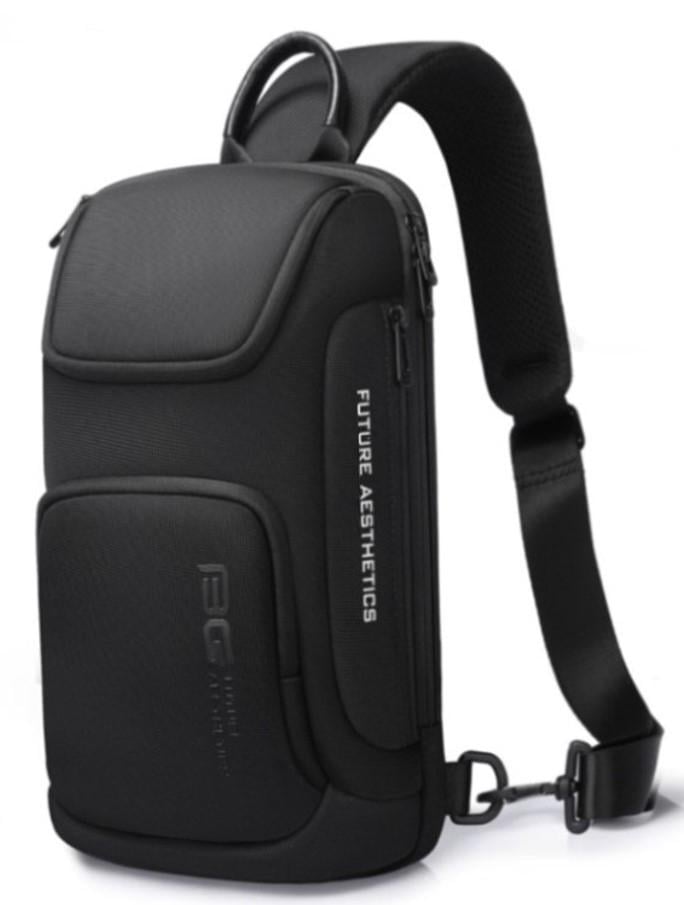 Рюкзак однолямочный через плечо Bange BG-7565 7л Сумка-слинг с USB-разъемом Black (19369)