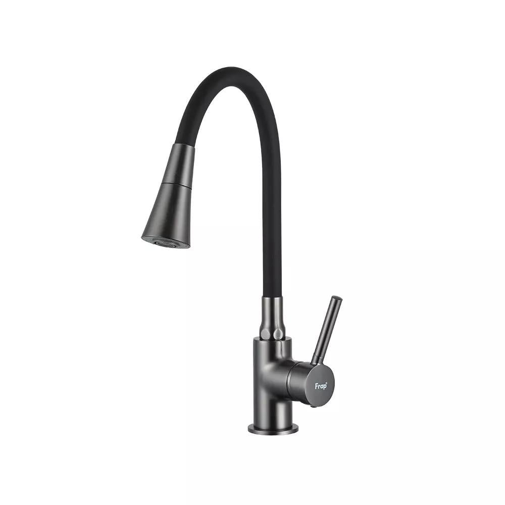 Смеситель для кухни Frap F4044-9 с гибким изливом Графит/Черный (SQ-1046115)