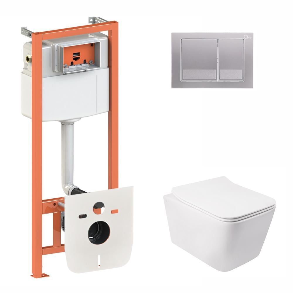 Набор Q-tap инсталляция 3в1 Nest QT0133M425 с панелью смыва QT0111M06029SAT и унитаз с сиденьем Crow QT05335170W (30344589)