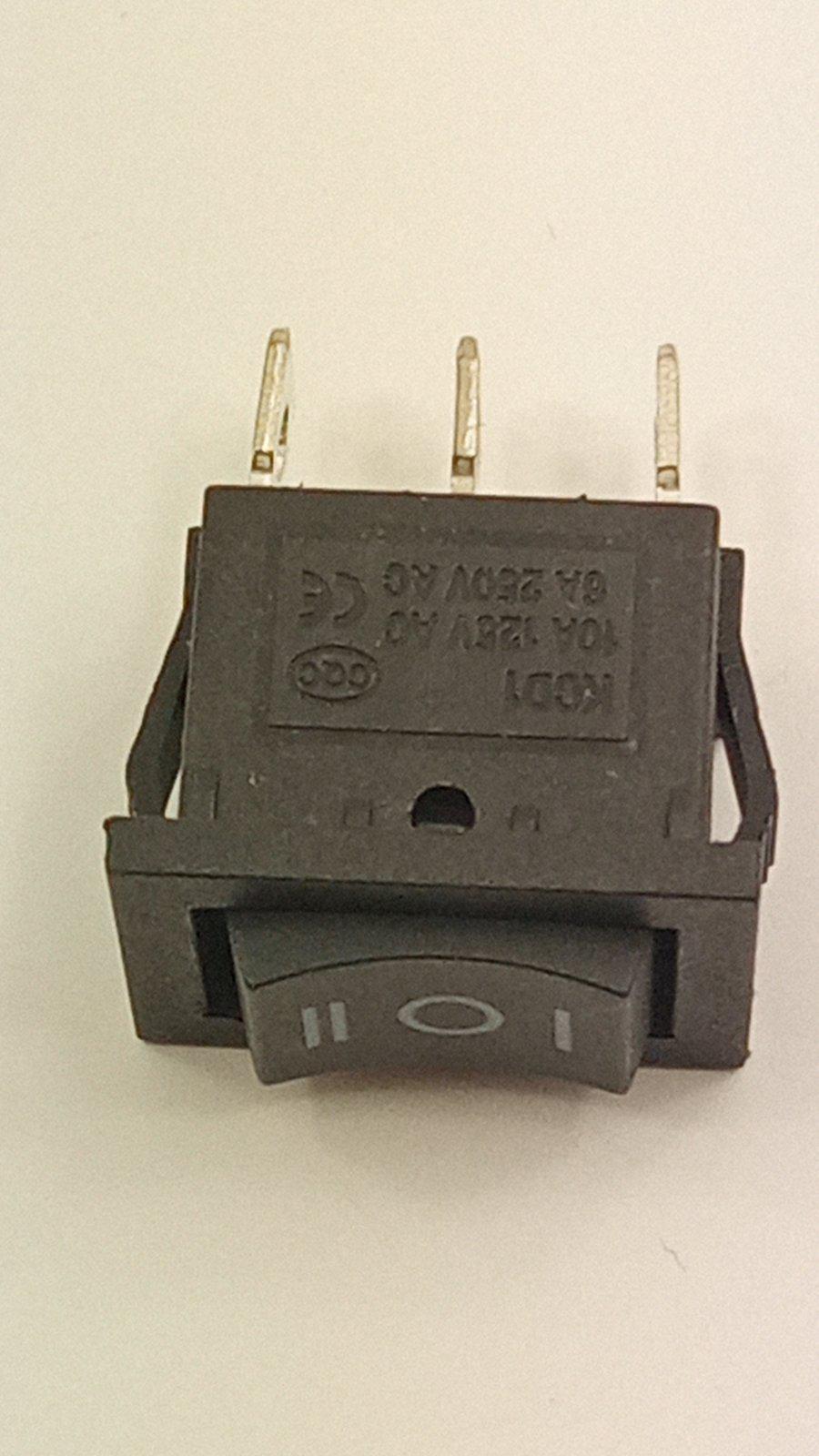 Переключатель клавишный KCD1-103 ON-OFF-ON 3pin 6A/250V Черный (25510)