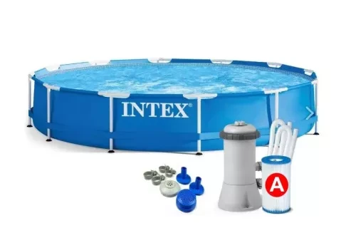 Басейн каркасний Intex Metal Frame круглий збірний із картриджним фільтр-насосом 2006 л/год для двору 366×76 см 6503 л (3119995989) Басейн каркасний Intex Metal Frame круглий збірний із картриджним фільтр-насосом 2006 л/год для двору 366×76 см 6503 л (3119995989)