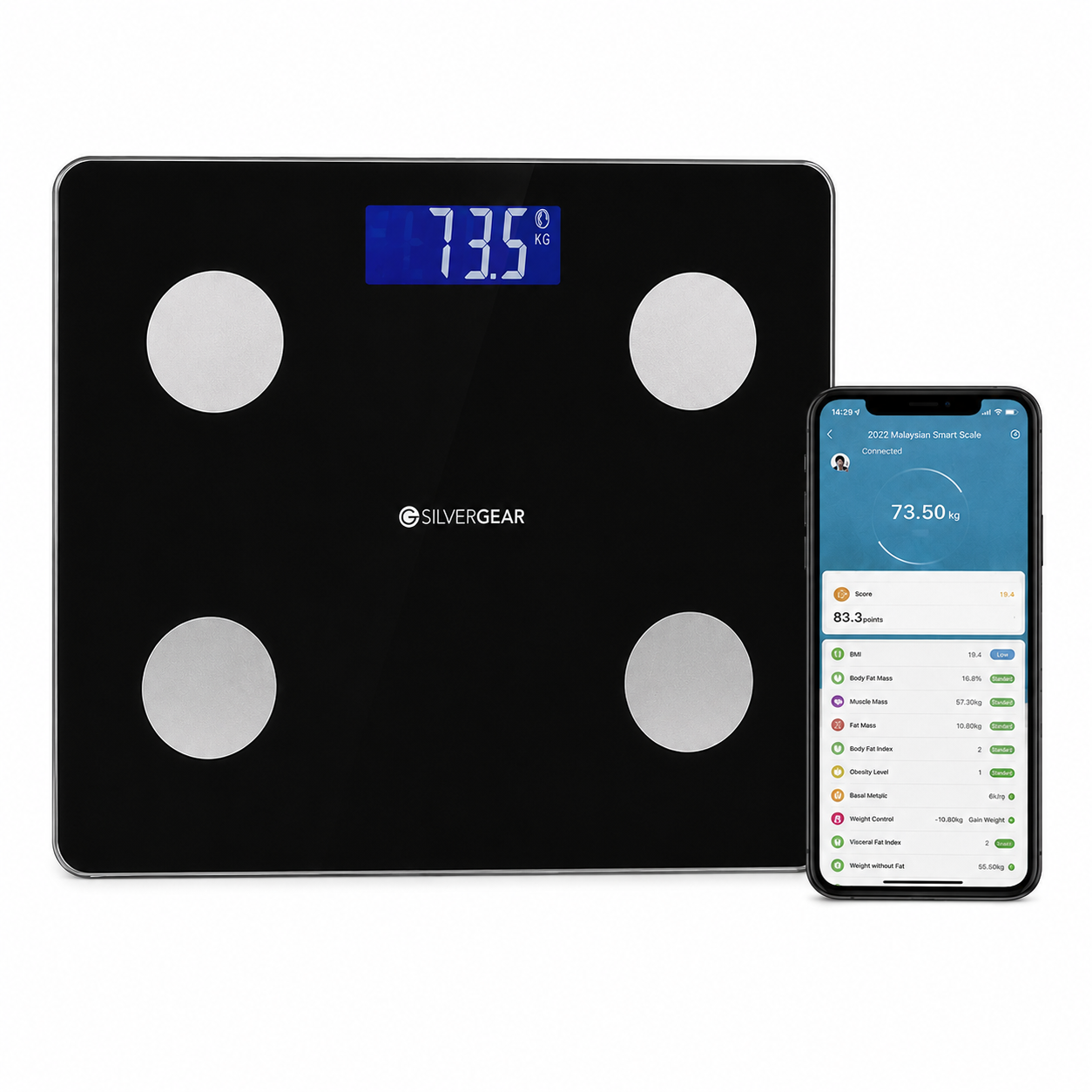 Весы разумные напольные Silvergear Smart Scale 3322/3005338 с анализом тела Bluetooth и приложением (500528) Весы разумные напольные Silvergear Smart Scale 3322/3005338 с анализом тела Bluetooth и приложением (500528)