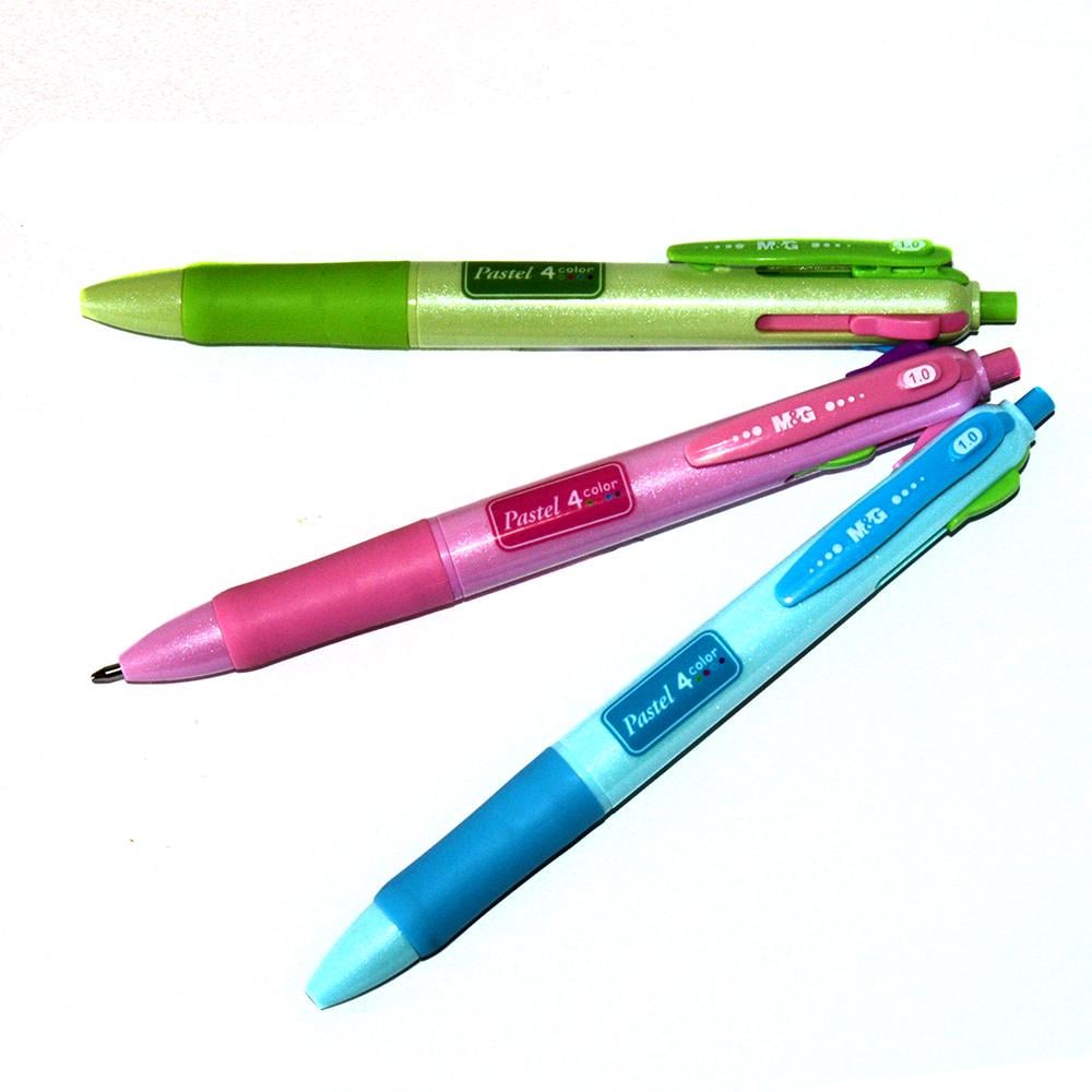 Ручка шариковая автоматическая M&G толщина линии 1,0 мм 4 цвета стержня в одной ручке 36 шт. в шоубокси (ABP803R9)