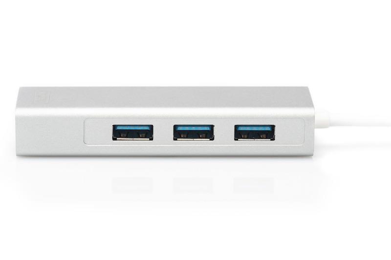 Концентратор Digitus USB-C USB 3.0 3 Port Hub/Gigabit Ethernet Серебристый (30371221) - фото 3