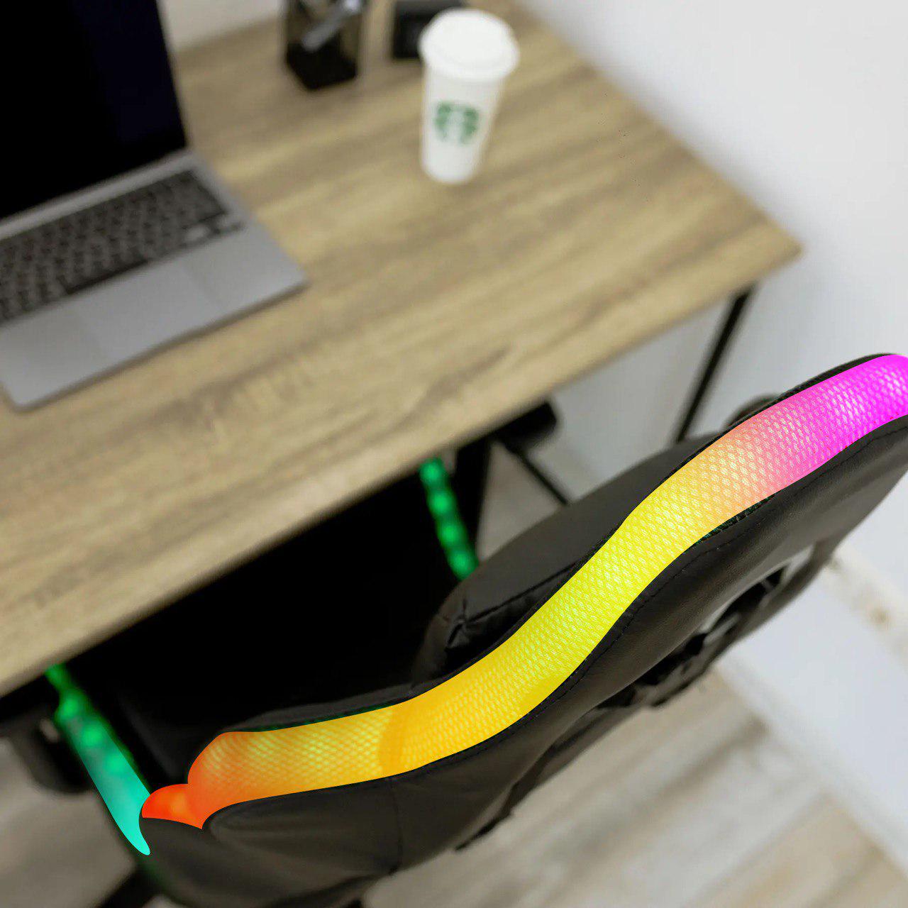 Крісло комп'ютерне геймерське для дому офіса 4Points XT LED з підсвіткою та подушками Чорний (40045) - фото 5