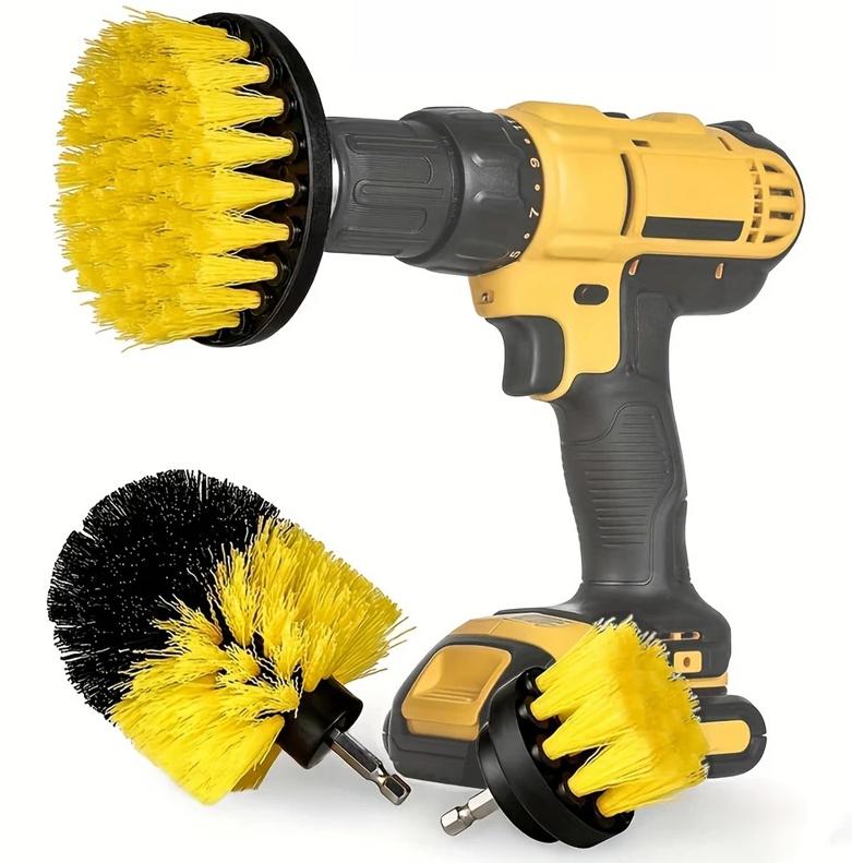 Набор щеток GEKO 3в1 на дрель для уборки Желтый - фото 2 Набор щеток GEKO 3в1 на дрель для уборки Желтый - фото 2