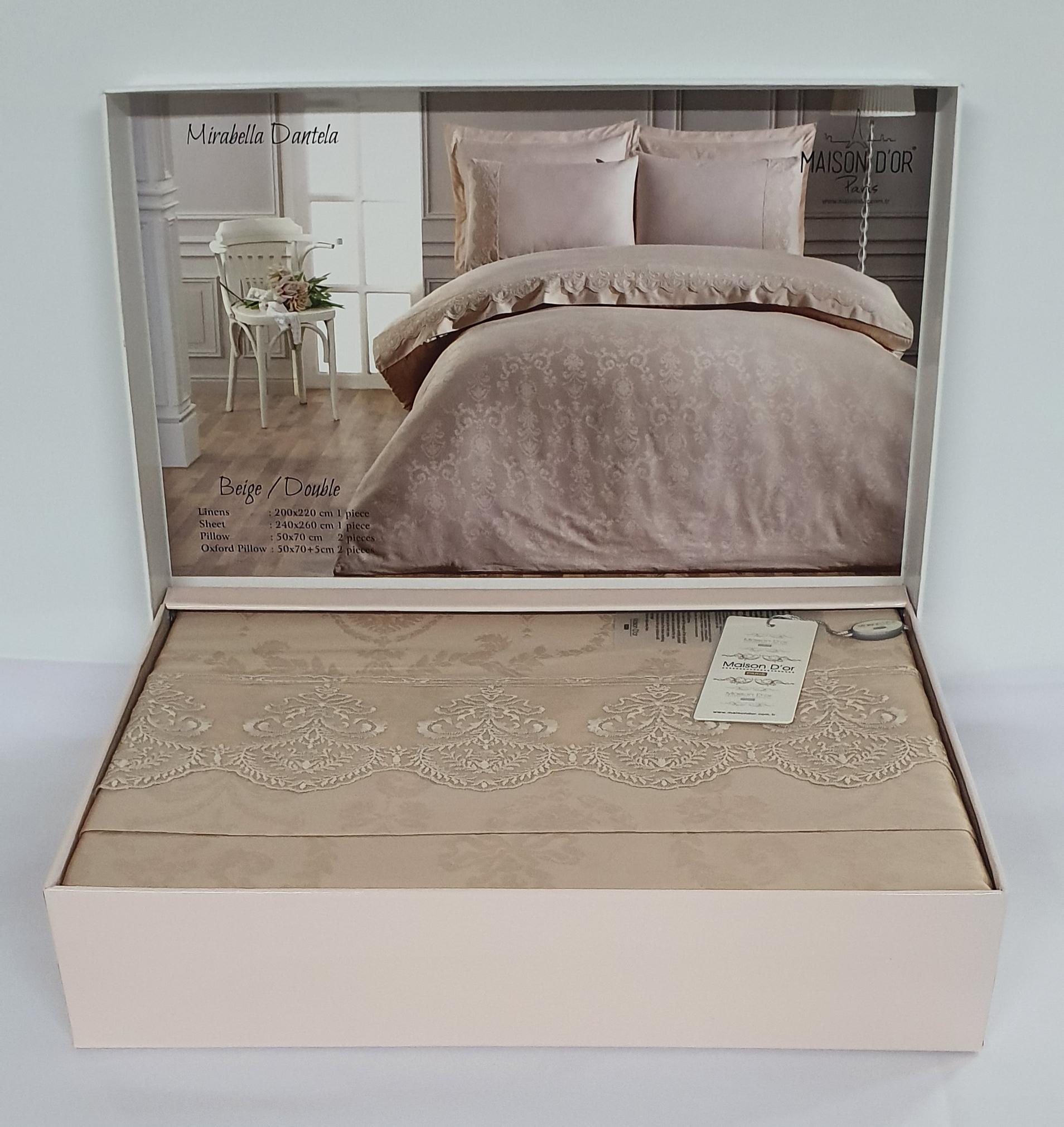 Комплект постельного белья Maison D'or с кружевом 200x220 Mirabella Dantela Beige (02MD200220SMirDantela04)