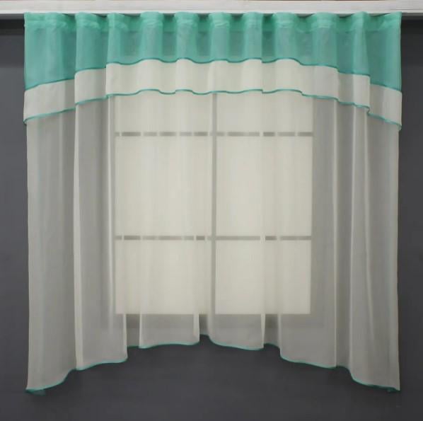 Гардиная арка на кухню 270х170 см Молочный/Бирюзовый (036к)