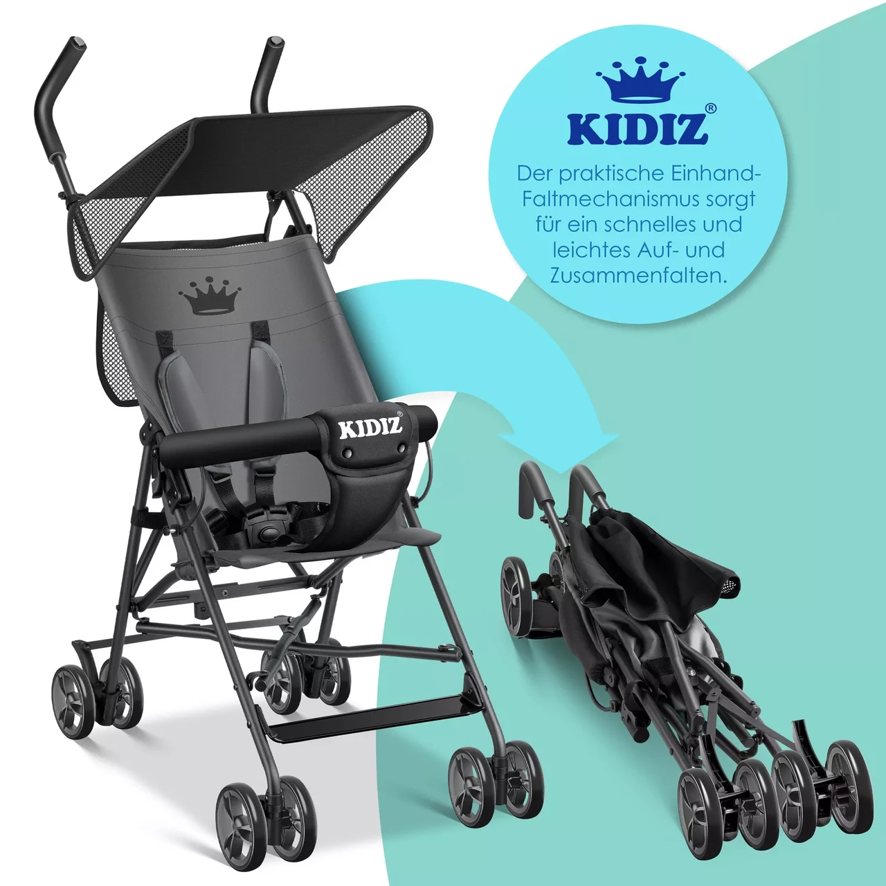 Коляска дитяча KIDIZ City-Pro 360° Темно-сірий - фото 6