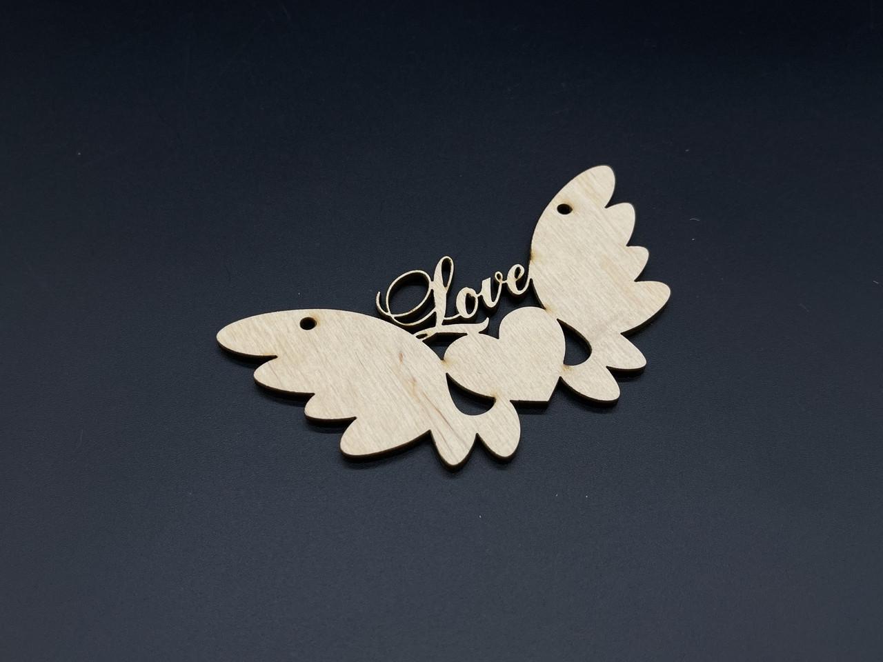 Заготовка деревянная из фанеры Сердце с крыльями 120х120 мм 1 шт. (1343782577)