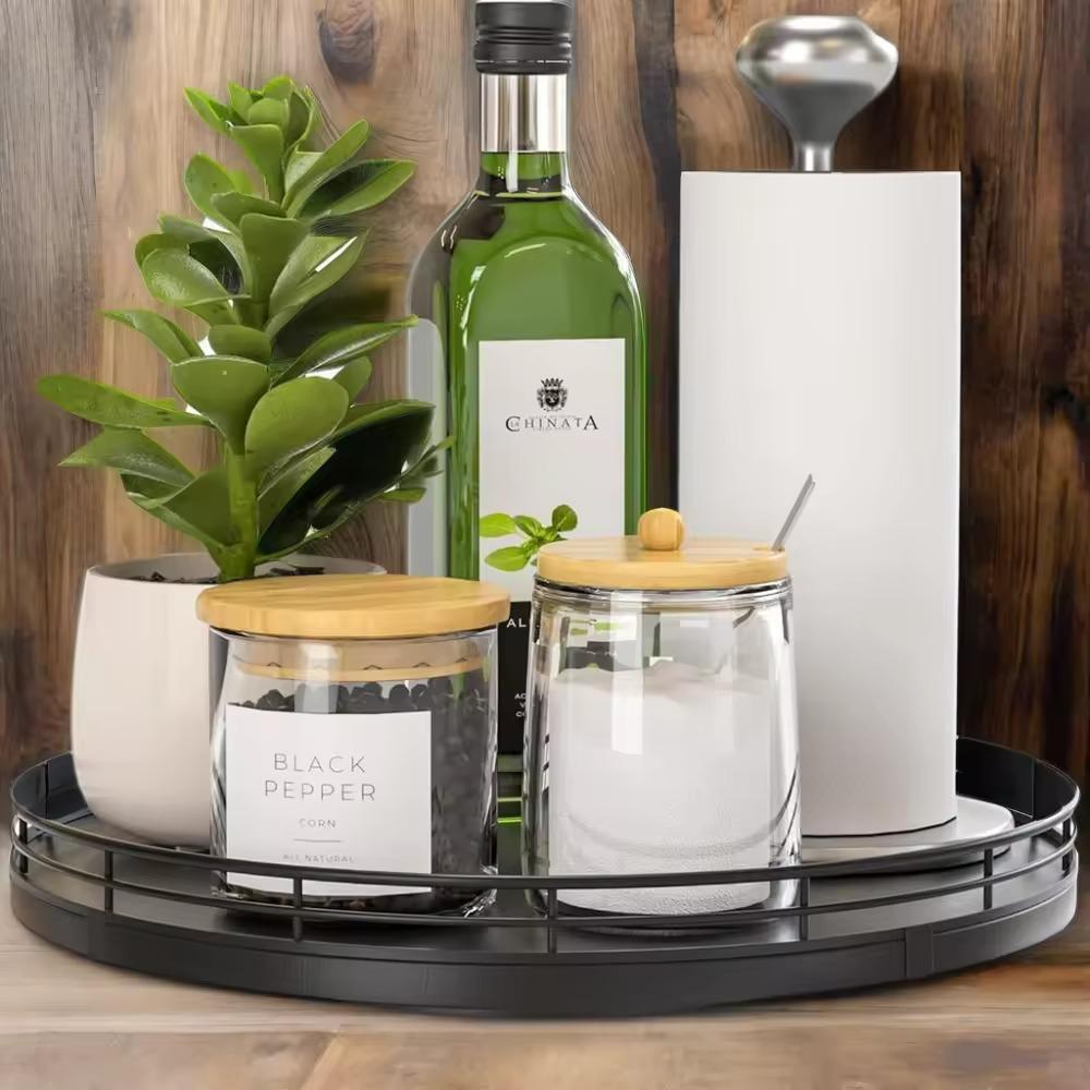 Піднос-столик для кухонного або ванного приладдя дерев'яний 10" Чорний - фото 5