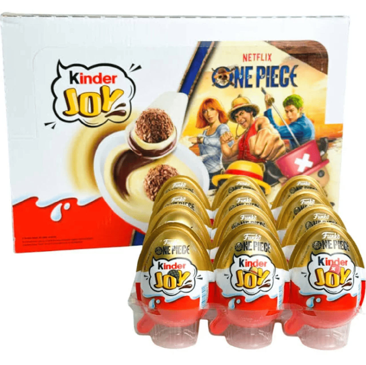 Шоколадные яйца Kinder Joy Funko Netflix One Piece 12 шт. х 20 г (3186724141)