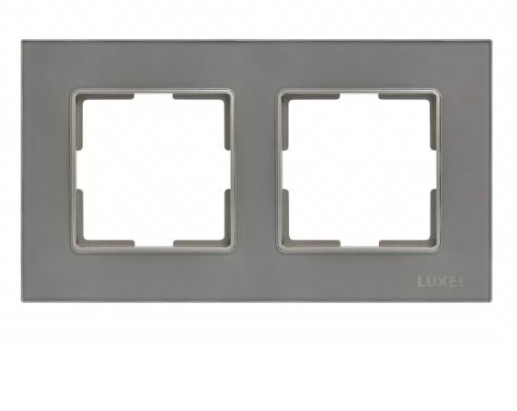 Рамка для розеток двойная горизонтальная JAZZ стеклянная Graphite pearl (0722) (0722)