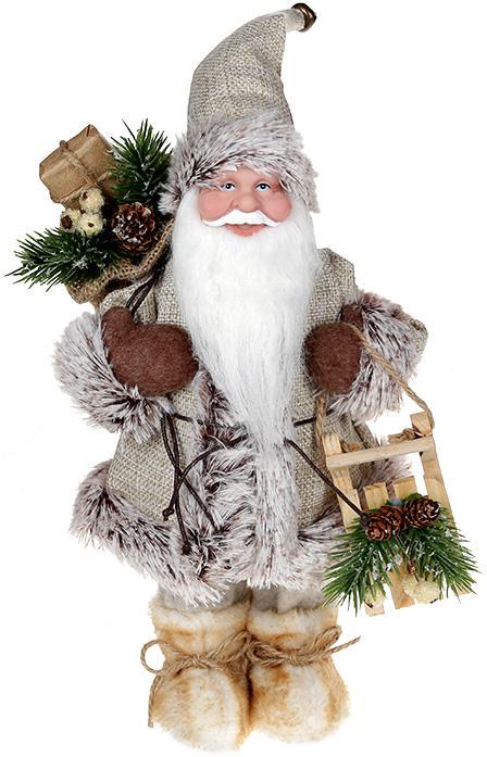 Фігура декоративна Санта з саночками 30 см Бежевий