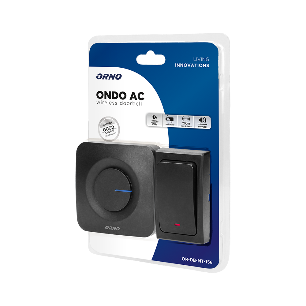 Звонок беспроводной ORNO ONDO AC OR-DB-MT-156 36 тоновый Черный - фото 2