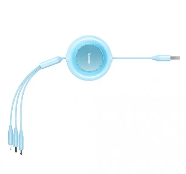 Кабель BASEUS Bright Mirror 2 Series 3в1 Cable USB to MicroUSB/Lightning/Type-C CAMJ010017 3,5A 1,1 м Blue - фото 3