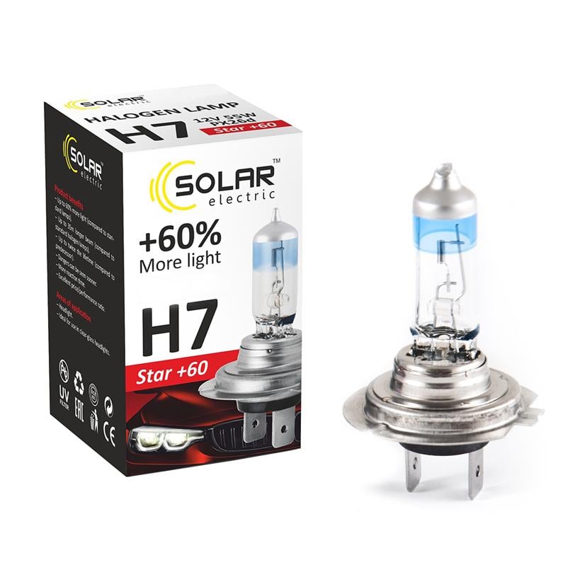 Галогенна лампа Solar SET H7 12 В 55 Вт PX26d Starlight +60% (1237S2)